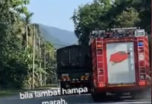 Polis saman pemandu lori halang laluan jentera bomba