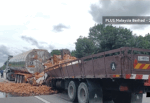 Pemandu van Nissan maut tersepit antara treler dan lori