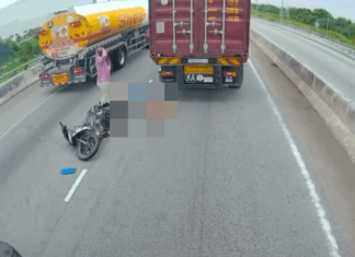 Suami meraung lihat isteri digilis treler