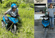 Lari SJR, penunggang motosikal kantoi menyorok dalam semak