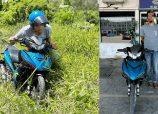 Lari SJR, penunggang motosikal kantoi menyorok dalam semak