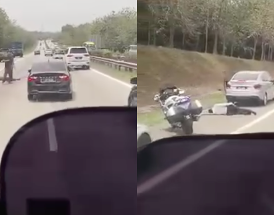 Penunggang motosikal maut rempuh polis trafik di lorong kecemasan