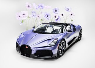 Bugatti W16 Mistral Caroline anggun dengan tema bunga, simbol kasih kepada anak perempuan