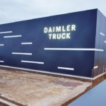 Daimler Truck corporate logo installed at the Global Parts Center Halberstadt.01