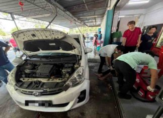 Dua cedera dirempuh Myvi terbabas dalam restoran