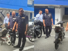 Tular video wheelie, polis tahan tiga mat rempit