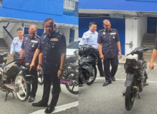 Tular video wheelie, polis tahan tiga mat rempit