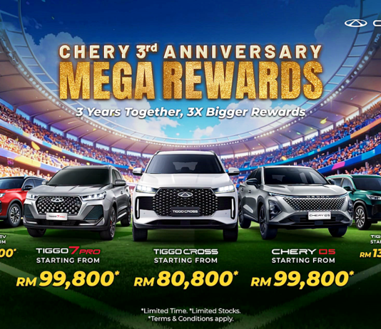 3 Tahun Bersama, Ganjaran 3X Ganda Besar, Rebut Promosi Ulang Tahun Chery Malaysia