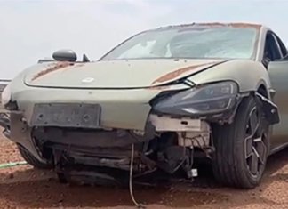 Gara-gara pemandu leka, Xiaomi SU7 ‘terbang’ lintasi timbunan tanah