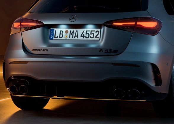 Mercedes-AMG A 45 S 4MATIC+ | Kraftstoffverbrauch kombiniert (WLTP): 9,2&ndash;9 l/100 km | CO2-Emissionen kombiniert (WLTP): 209&ndash;205 g/km | CO₂-Klasse: G;Mercedes-AMG A 45 S 4MATIC+ | Kraftstoffverbrauch kombiniert (WLTP): 9,2&ndash;9 l/100 km | CO2-Emissionen kombiniert (WLTP): 209&ndash;205 g/km | CO₂-Klasse: G* Mercedes-AMG A 45 S 4MATIC+ | combined fuel consumption (WLTP): 9.2&ndash;9 l/100 km | combined CO2 emissions (WLTP): 209&ndash;205 g/km | CO₂ class: G;Mercedes-AMG A 45 S 4MATIC+ | combined fuel consumption (WLTP): 9.2&ndash;9 l/100 km | combined CO2 emissions (WLTP): 209&ndash;205 g/km | CO₂ class: G*