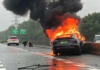 Tesla Model Y rentung terbakar rempuh pembahagi jalan