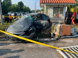 Warga emas maut, BMW rempuh pagar institut memandu