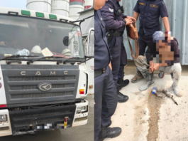 Pemandu lori simen cuba himpit JPJ dan lari ditahan di Melaka